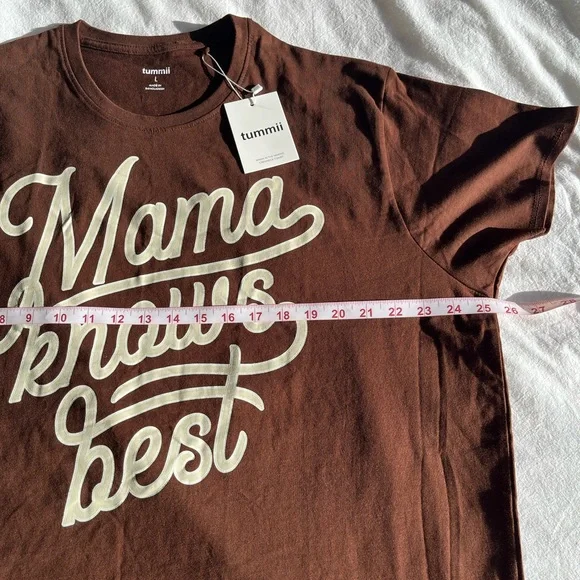 Tummii “Mama Knows Best” Graphic T-Shirt Trendy Casual Chocolate Brown Size L - Picture 7 of 11